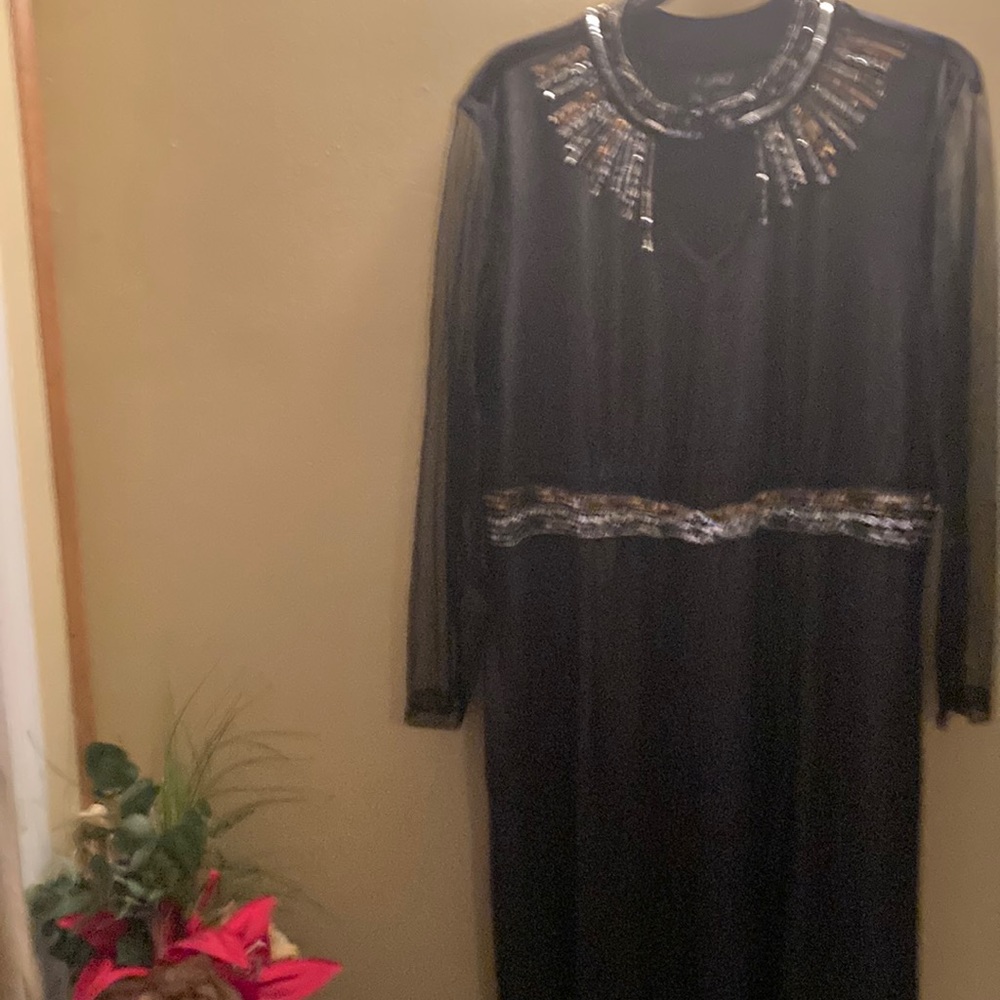 Black, silver, and gold down